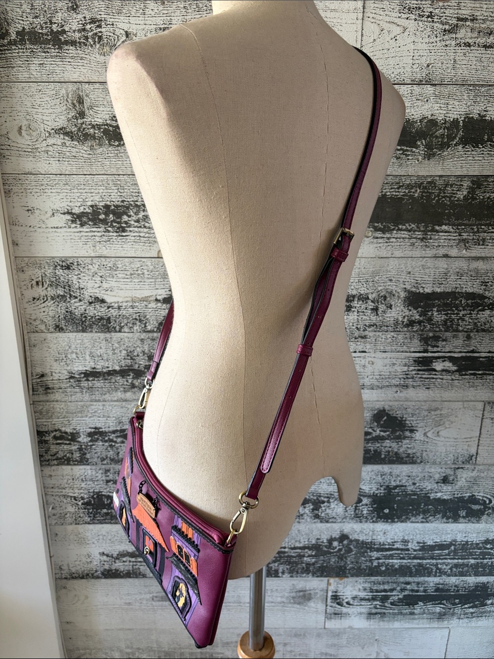 Vendula Purple (Maroon) Haunted House Crossbody Bag - Picture 3 of 15